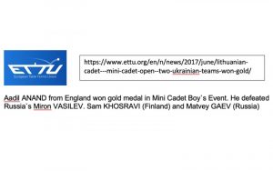 News On European Table Tennis Union (ETTU) Webite After Lithuania Open Win